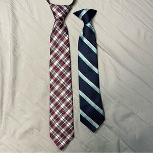 Boys Ties and Suspenders Plaid Stripe Red Blue Charcoal Gray Chevron Pattern